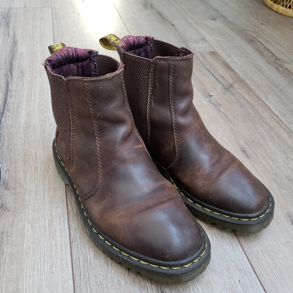 Dr. Martens slip on brown boots